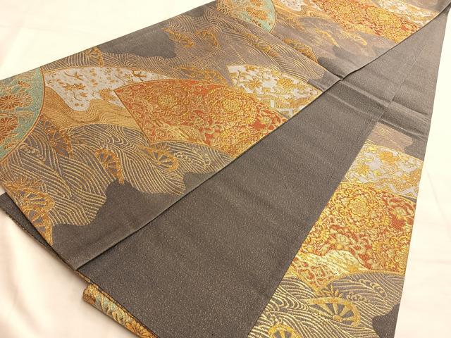 平和屋着物■六通柄袋帯　地紙重ね正倉院花文　金糸　正絹　逸品　BAAN1085du