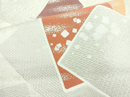 平和屋着物◎六通柄袋帯 唐織 色紙箔散らし文 銀糸 正絹 逸品 BAAN1119cm