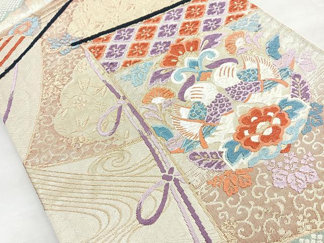 平和屋着物◎六通柄袋帯　唐織　新冨貴　金糸　正絹　逸品　BAAN1124cm