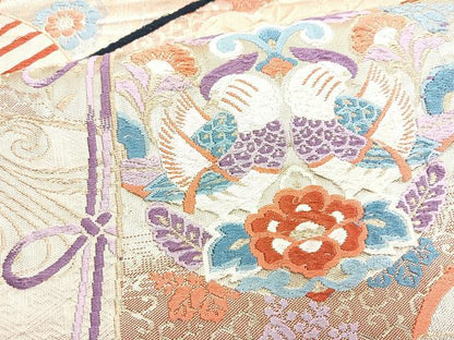 平和屋着物◎六通柄袋帯　唐織　新冨貴　金糸　正絹　逸品　BAAN1124cm