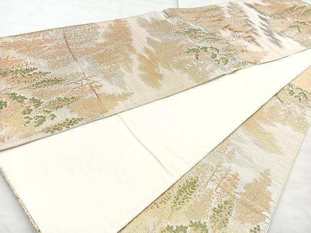 平和屋着物◎六通柄袋帯 樹林文 金銀糸 正絹 逸品 BAAN2113cm