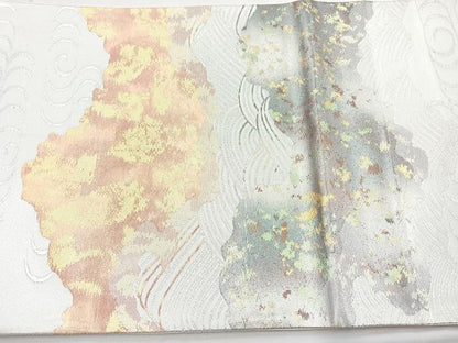 平和屋着物◎六通太鼓柄袋帯 道長流水文 金銀糸 正絹 逸品 BAAN2122cm