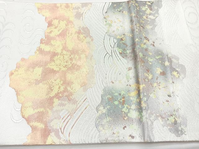平和屋着物◎六通太鼓柄袋帯 道長流水文 金銀糸 正絹 逸品 BAAN2122cm