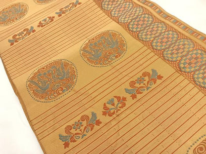 平和屋着物◎六通柄京袋帯　横段吉祥文　正絹　逸品　BAAN2138cm