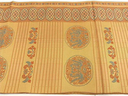 平和屋着物◎六通柄京袋帯　横段吉祥文　正絹　逸品　BAAN2138cm