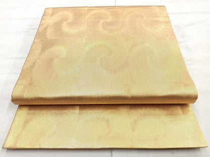 平和屋着物◎六通柄袋帯 箔あそび 金糸 正絹 逸品 BAAN2195cm