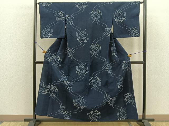 平和屋着物▽久留米絣　単衣　番傘　綿　逸品　BAAN2545me