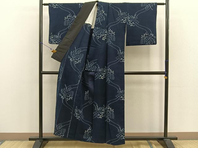 平和屋着物▽久留米絣　単衣　番傘　綿　逸品　BAAN2545me