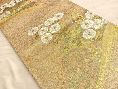 平和屋着物■六通柄袋帯 道長松寿華文 金糸 正絹 逸品 BAAN2632du