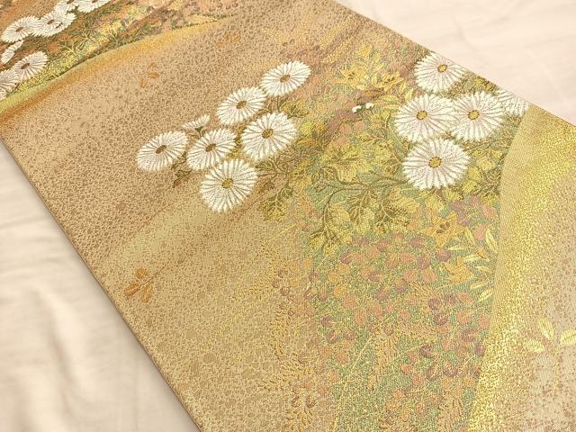 平和屋着物■六通柄袋帯 道長松寿華文 金糸 正絹 逸品 BAAN2632du