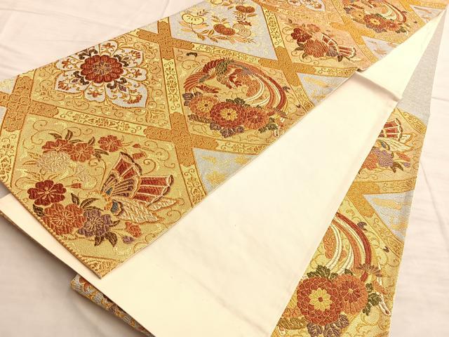 平和屋着物■六通柄袋帯　唐織　聖樹華鳥文　金銀糸　正絹　逸品　BAAN2683du