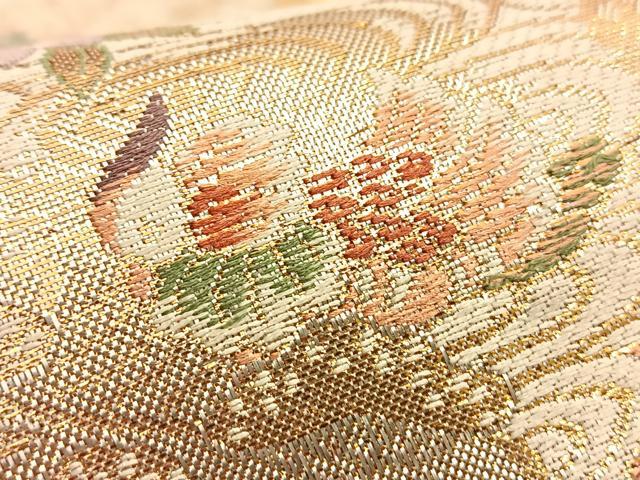 平和屋着物■佐賀錦　六通柄袋帯　唐織　流水鴛鴦花車文　金糸　正絹　逸品　BAAN2686du