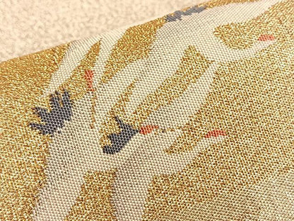 平和屋着物■太鼓柄袋帯 綴れ 名匠鶴姿百扇文 金銀糸 正絹 逸品 BAAN2692du