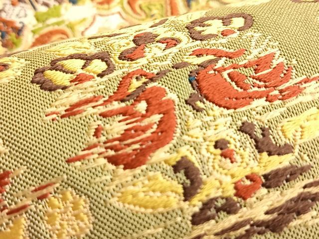 平和屋着物■六通柄袋帯 唐織 向かい鳥正倉院文 金糸 正絹 逸品 BAAN2832du