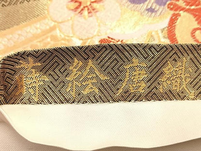 平和屋着物■六通柄袋帯 蒔絵唐織 九百錦 金糸 正絹 逸品 BAAN2853du