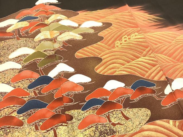 平和屋着物■豪華黒留袖 駒刺繍 浜松文 金彩 正絹 逸品 BAAN2993hv