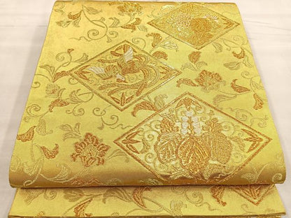 平和屋着物■六通柄袋帯 鳳凰菱花唐草文 金糸 引箔 正絹 逸品 BAAN3077ea