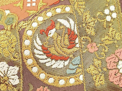 平和屋着物■六通柄袋帯 唐織 正倉院几帳花鳥文 金糸 正絹 逸品 BAAN3880if