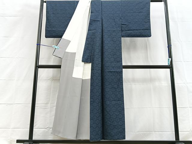 平和屋着物■上質なお召 吉祥文 正絹 逸品 BAAN4114xa