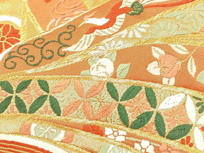 平和屋着物◎六通柄袋帯 唐織 束ね熨斗文 金糸 正絹 逸品 BAAN4950if