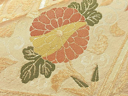 平和屋着物◎六通柄袋帯 菱天井花鳥文 金糸 正絹 逸品 BAAN4984if
