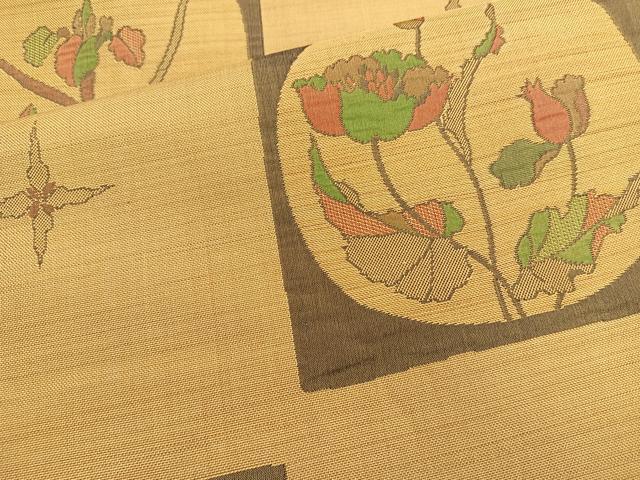 平和屋着物◎西陣 六通柄袋帯 色紙花文 正絹 逸品 BAAN5118cm