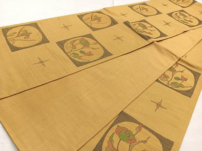 平和屋着物◎西陣 六通柄袋帯 色紙花文 正絹 逸品 BAAN5118cm