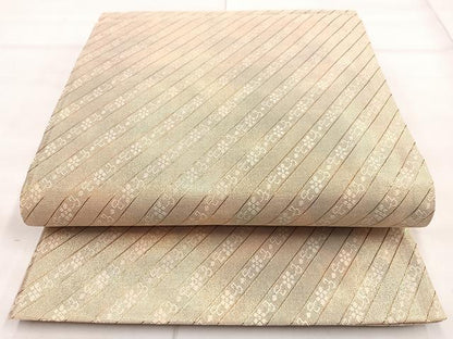平和屋着物◎佐賀錦 六通柄袋帯 斜線花唐草文 金糸 正絹 逸品 BAAN5132cm