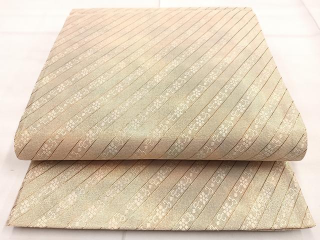 平和屋着物◎佐賀錦 六通柄袋帯 斜線花唐草文 金糸 正絹 逸品 BAAN5132cm