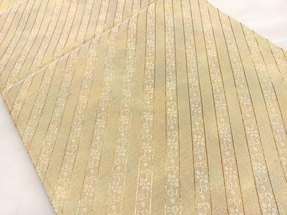 平和屋着物◎佐賀錦 六通柄袋帯 斜線花唐草文 金糸 正絹 逸品 BAAN5132cm