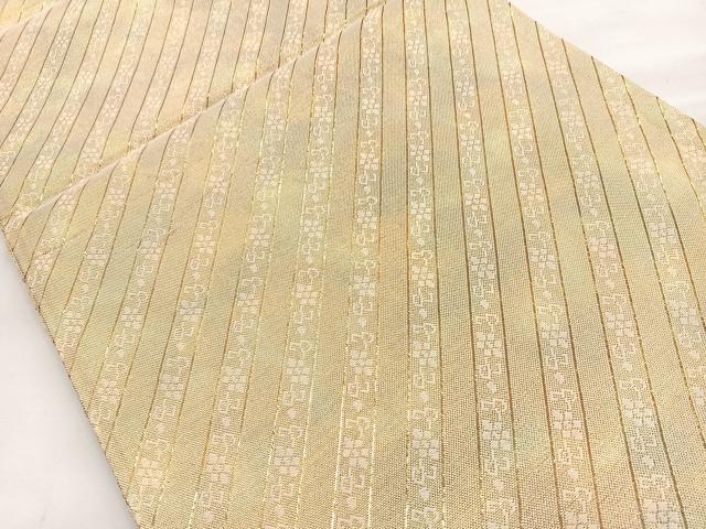 平和屋着物◎佐賀錦 六通柄袋帯 斜線花唐草文 金糸 正絹 逸品 BAAN5132cm