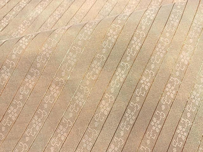 平和屋着物◎佐賀錦 六通柄袋帯 斜線花唐草文 金糸 正絹 逸品 BAAN5132cm