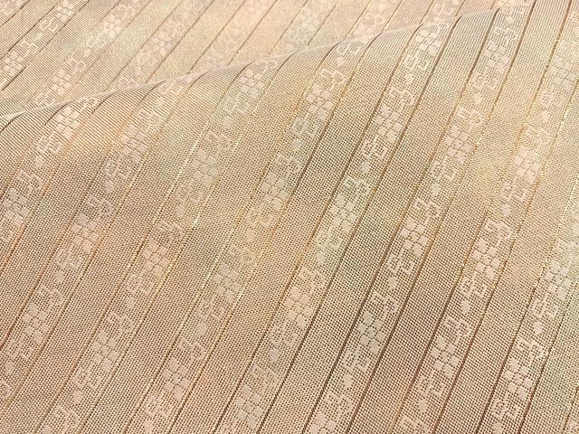 平和屋着物◎佐賀錦 六通柄袋帯 斜線花唐草文 金糸 正絹 逸品 BAAN5132cm