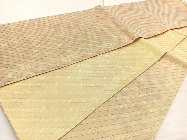 平和屋着物◎佐賀錦 六通柄袋帯 斜線花唐草文 金糸 正絹 逸品 BAAN5132cm