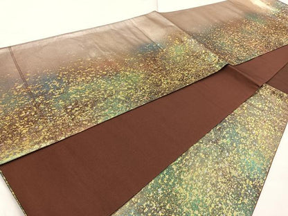 平和屋着物◎六通柄袋帯　霞文　引箔　正絹　逸品　BAAN5178cm