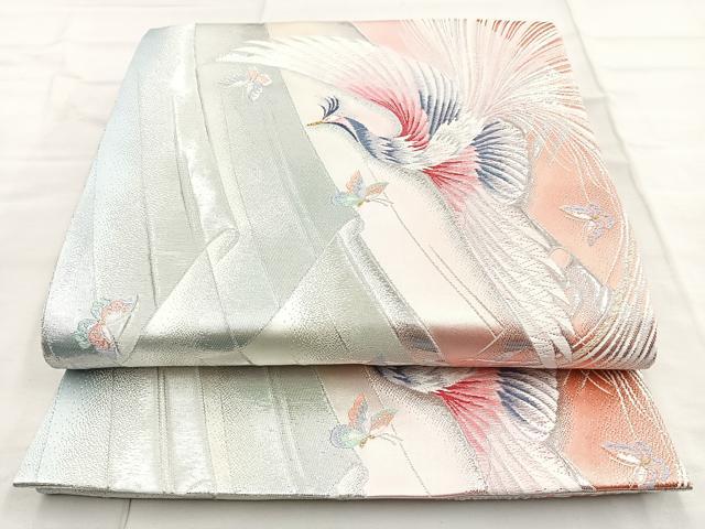 平和屋着物◎六通柄袋帯 唐織 鳳凰舞蝶文 金銀糸 正絹 逸品 BAAN5217cm