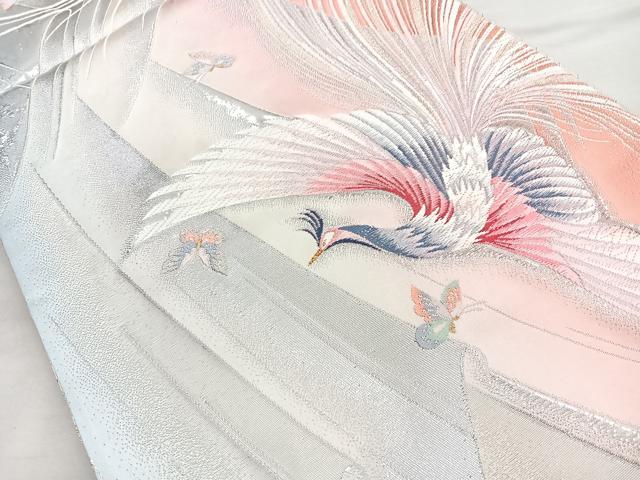 平和屋着物◎六通柄袋帯 唐織 鳳凰舞蝶文 金銀糸 正絹 逸品 BAAN5217cm