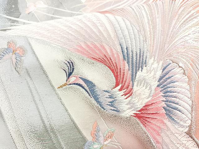 平和屋着物◎六通柄袋帯 唐織 鳳凰舞蝶文 金銀糸 正絹 逸品 BAAN5217cm