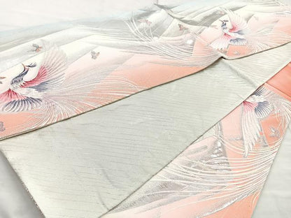 平和屋着物◎六通柄袋帯 唐織 鳳凰舞蝶文 金銀糸 正絹 逸品 BAAN5217cm