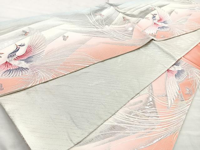 平和屋着物◎六通柄袋帯 唐織 鳳凰舞蝶文 金銀糸 正絹 逸品 BAAN5217cm