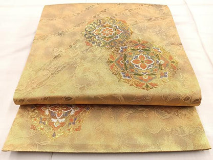 平和屋着物◎六通柄袋帯 美しき憧 金糸 正絹 逸品 BAAN5221cm