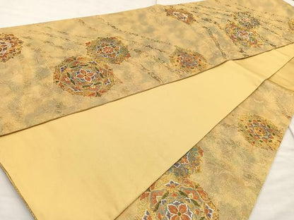 平和屋着物◎六通柄袋帯 美しき憧 金糸 正絹 逸品 BAAN5221cm