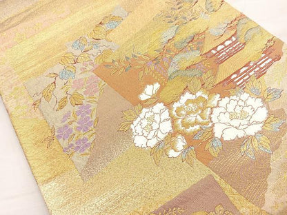 平和屋着物◎六通柄袋帯 琳派京洛 金糸 正絹 逸品 BAAN5250cm