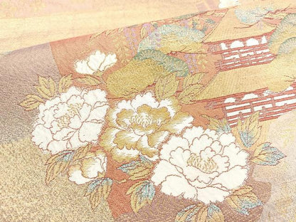 平和屋着物◎六通柄袋帯 琳派京洛 金糸 正絹 逸品 BAAN5250cm