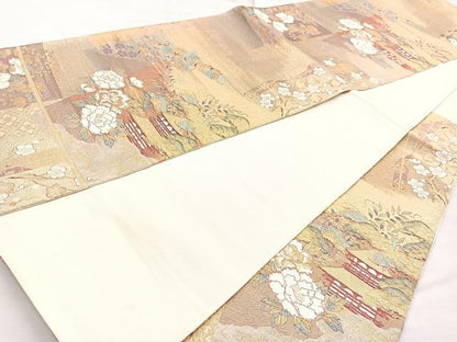平和屋着物◎六通柄袋帯 琳派京洛 金糸 正絹 逸品 BAAN5250cm