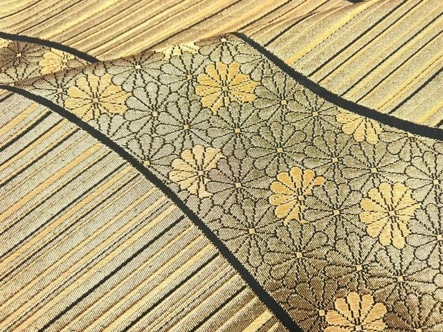 平和屋着物◎六通柄袋帯 花流し 金糸 三越扱い 正絹 逸品 BAAN5259cm