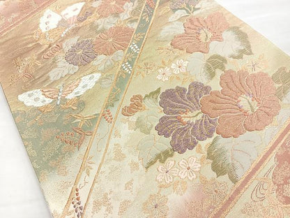 平和屋着物◎六通柄袋帯　唐織　夢佳人　金糸　正絹　逸品　BAAN5280cm