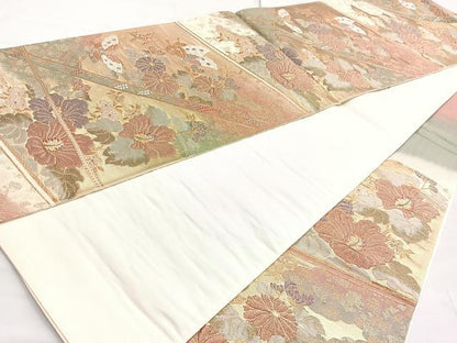 平和屋着物◎六通柄袋帯　唐織　夢佳人　金糸　正絹　逸品　BAAN5280cm