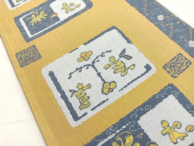 平和屋着物◎六通柄袋帯 人物文 正絹 逸品 BAAN5283cm