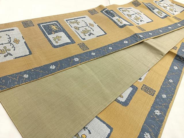 平和屋着物◎六通柄袋帯 人物文 正絹 逸品 BAAN5283cm